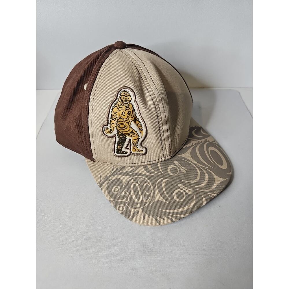 Native Northwest Hat, Sasquatch Patch w/Printed Brim, Brown & Tan Cap, Snapback
